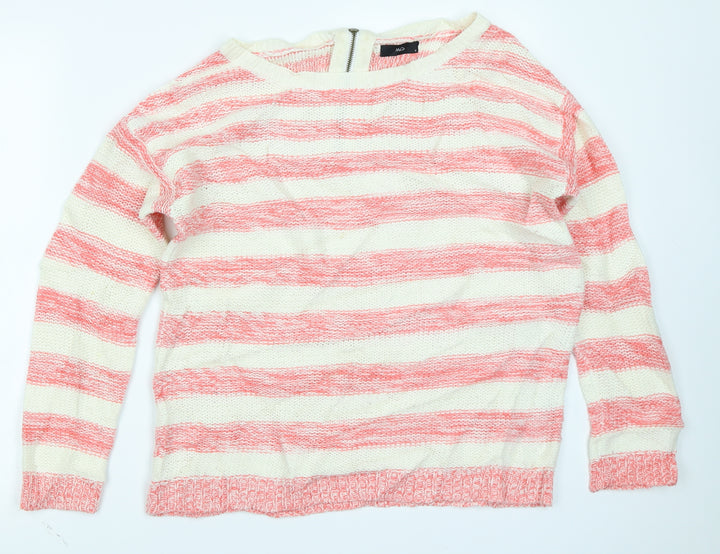 M&Co Womens Pink Striped Pullover Jumper Size 12