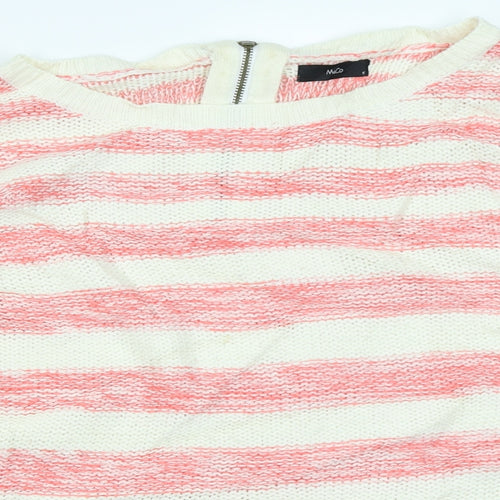 M&Co Womens Pink Striped  Pullover Jumper Size 12