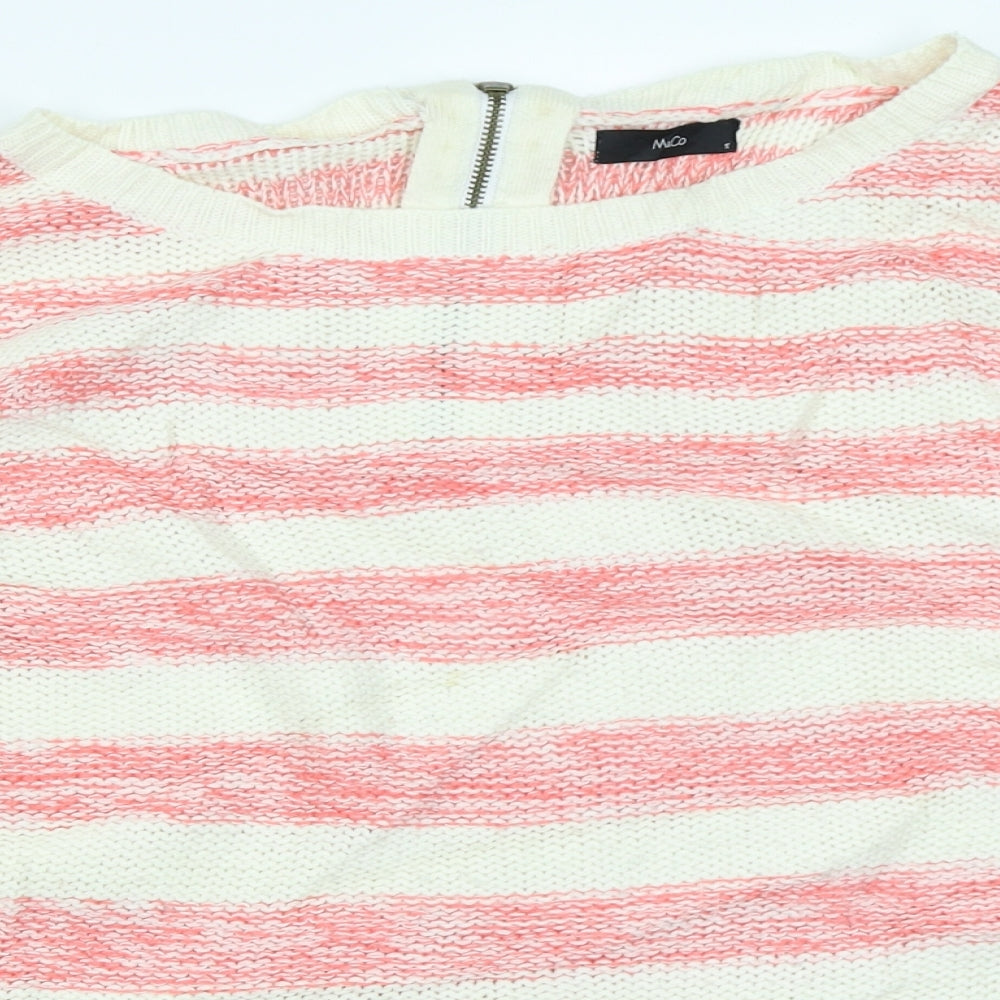 M&Co Womens Pink Striped  Pullover Jumper Size 12