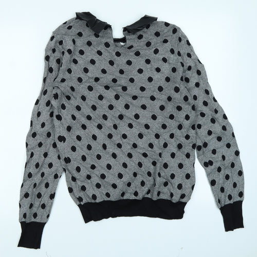 Oasis Womens Black Polka Dot Knit Pullover Jumper Size S