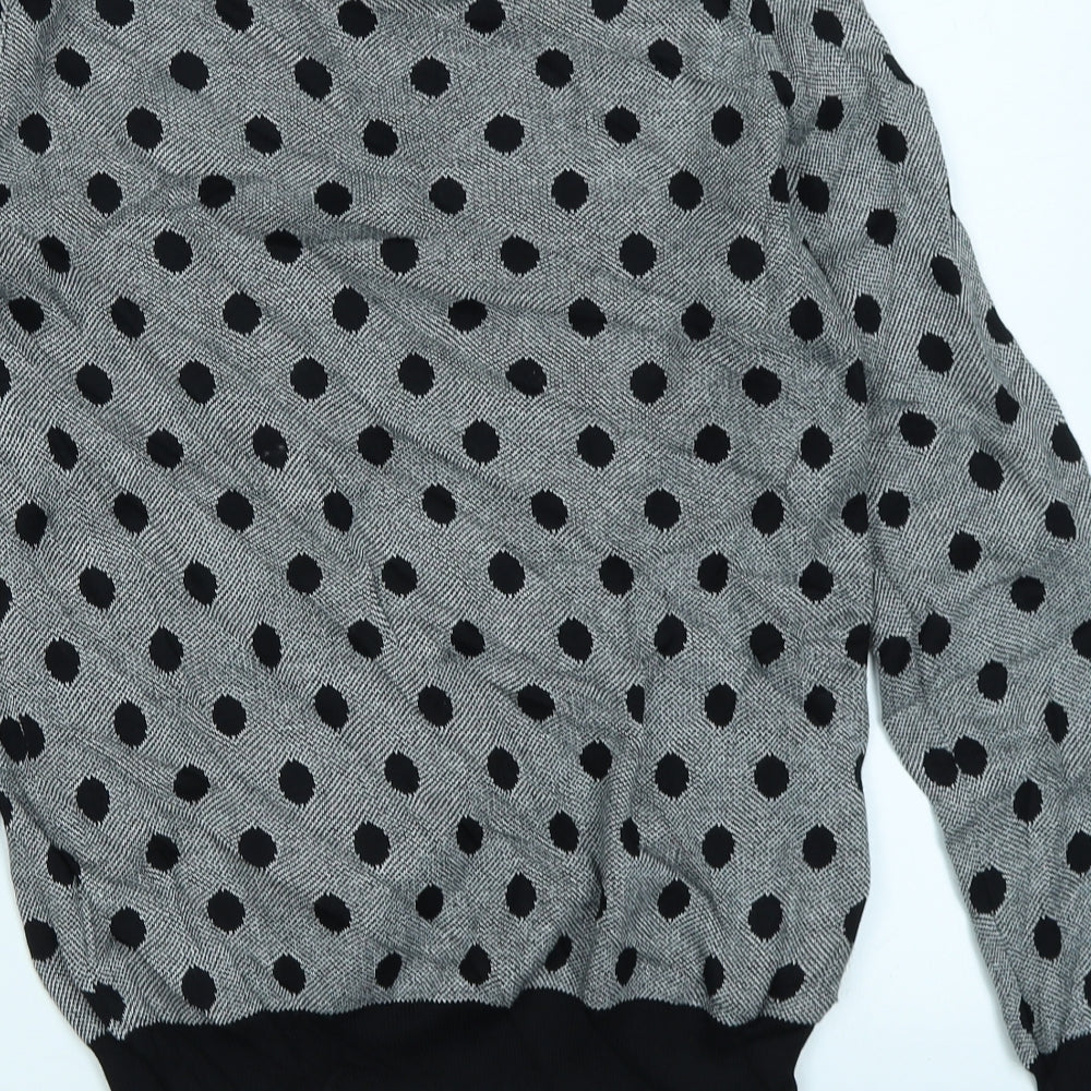 Oasis Womens Black Polka Dot Knit Pullover Jumper Size S