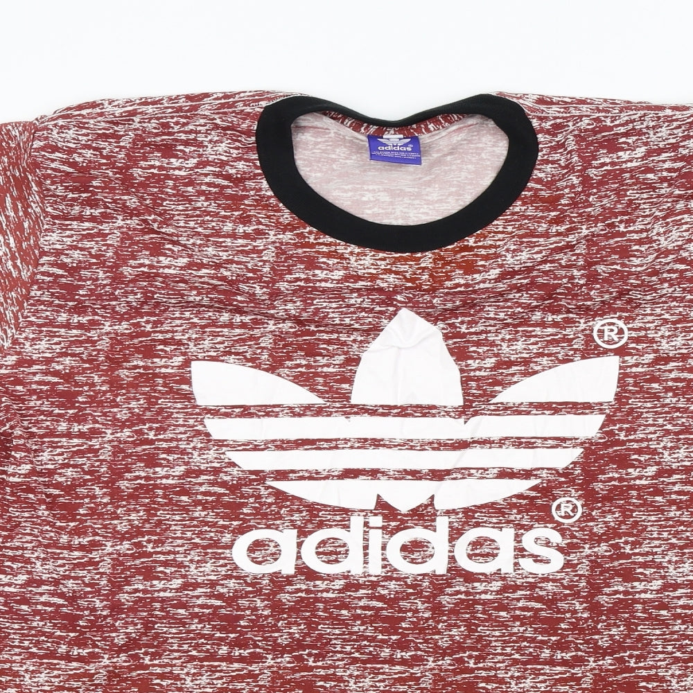 adidas Mens Red Colourblock   T-Shirt Size L  - adidas
