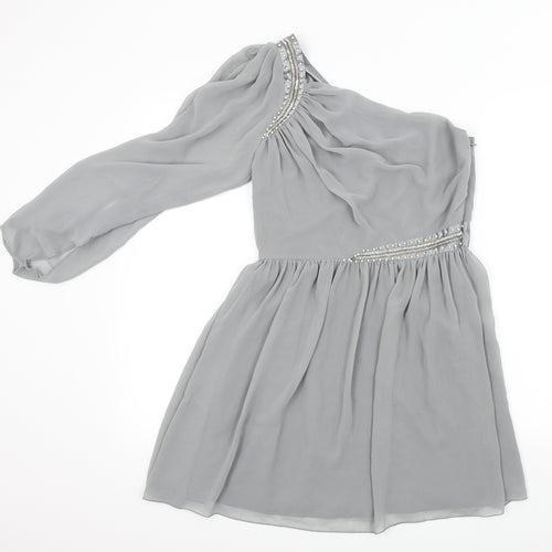 Lipsy Womens Grey Colourblock  Fit & Flare  Size 10