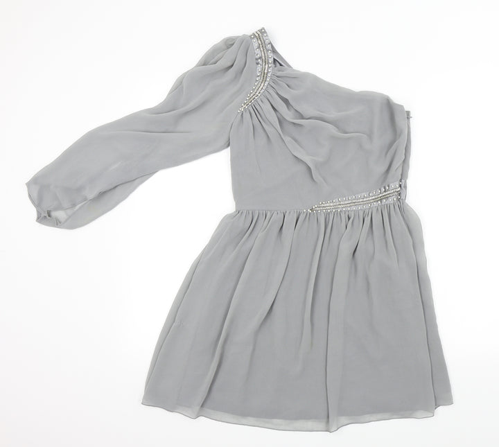 Lipsy Womens Grey Colourblock Fit & Flare Size 10