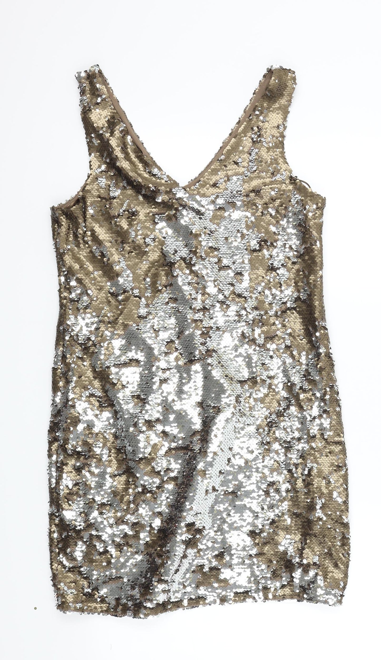 Primark Womens Gold Colourblock  A-Line  Size 12