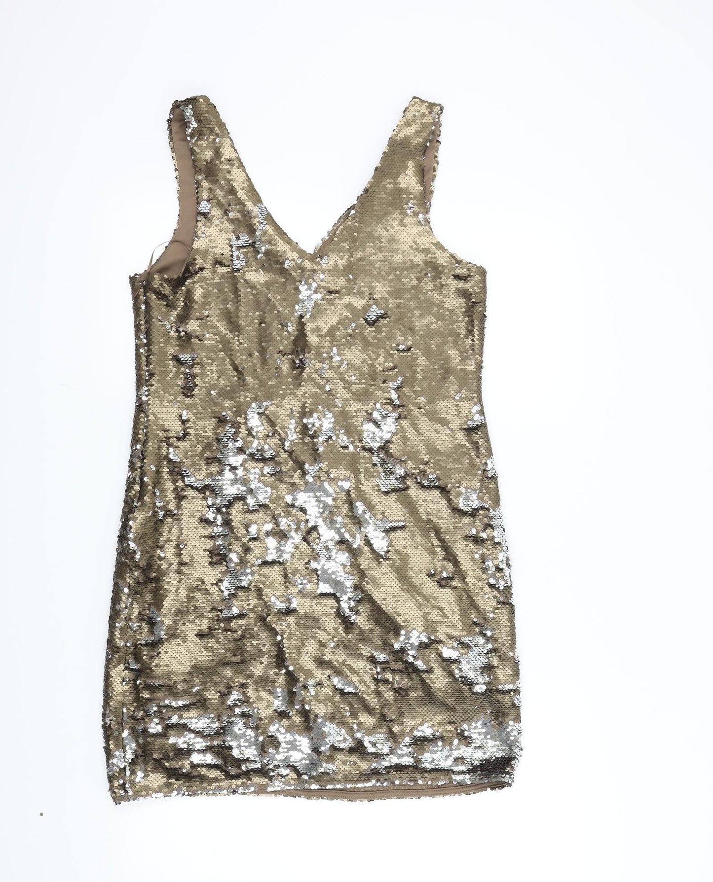 Primark Womens Gold Colourblock  A-Line  Size 12