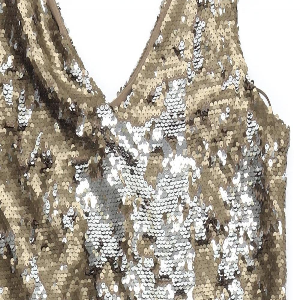 Primark Womens Gold Colourblock  A-Line  Size 12