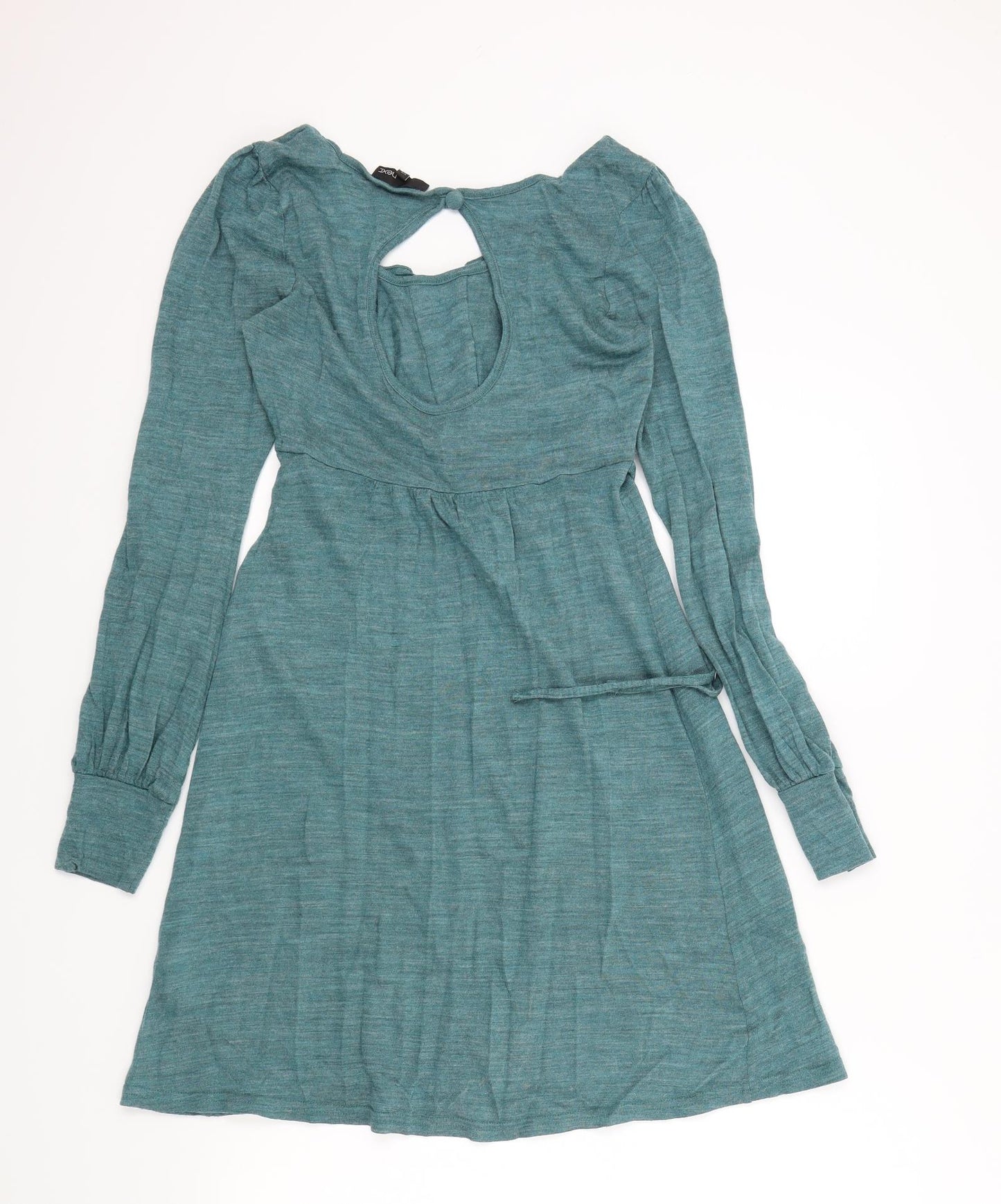 NEXT Womens Green Colourblock  Fit & Flare  Size 6  - button an frill detail