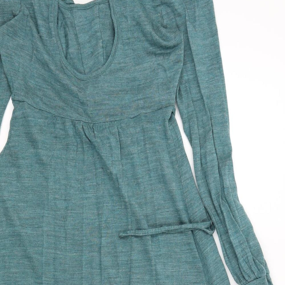 NEXT Womens Green Colourblock  Fit & Flare  Size 6  - button an frill detail