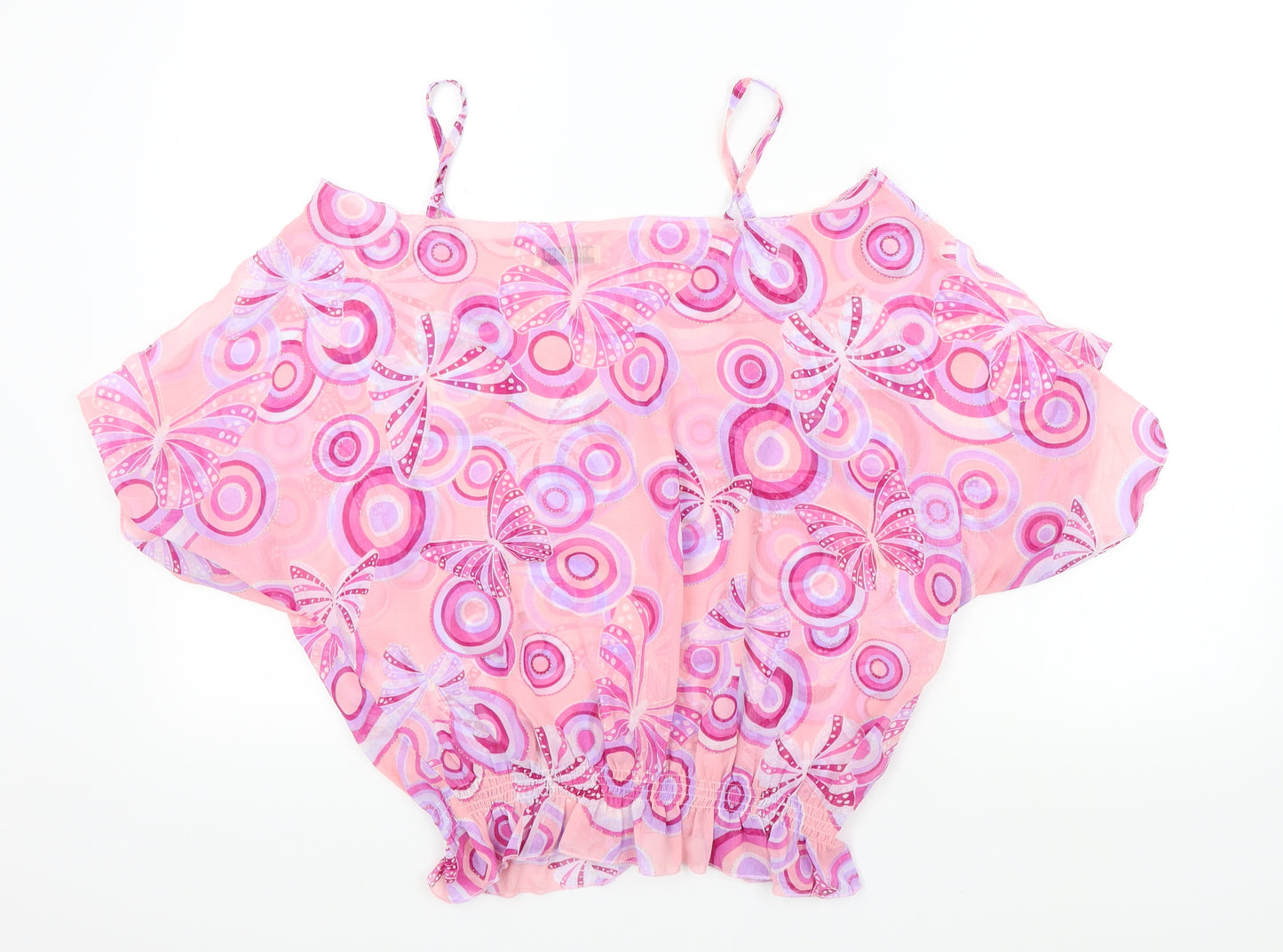 bonus moda Womens Pink Geometric  Basic Blouse Size XL
