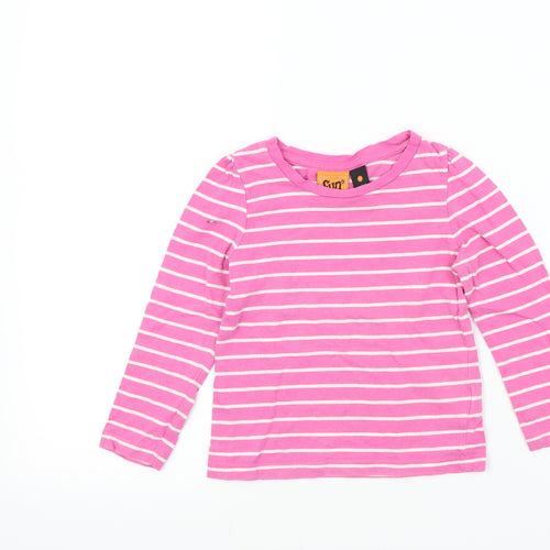 fun spirit Girls Pink Striped  Basic T-Shirt Size 4 Years