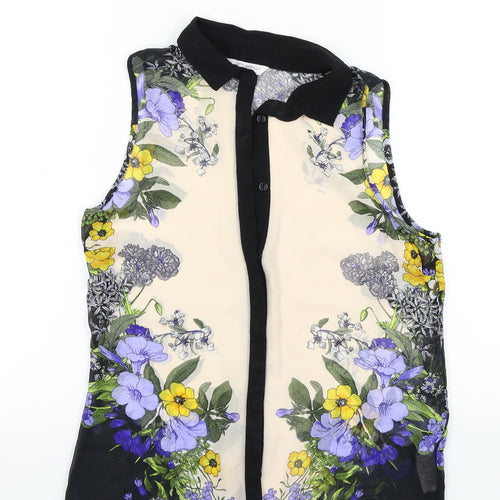newlook Womens Ivory Floral  Basic Button-Up Size 8