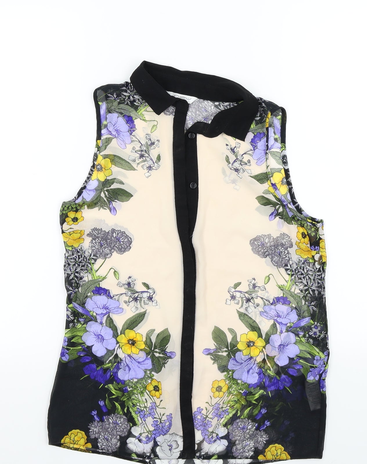 newlook Womens Ivory Floral  Basic Button-Up Size 8
