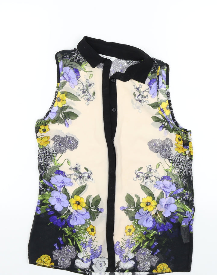 newlook Womens Ivory Floral  Basic Button-Up Size 8