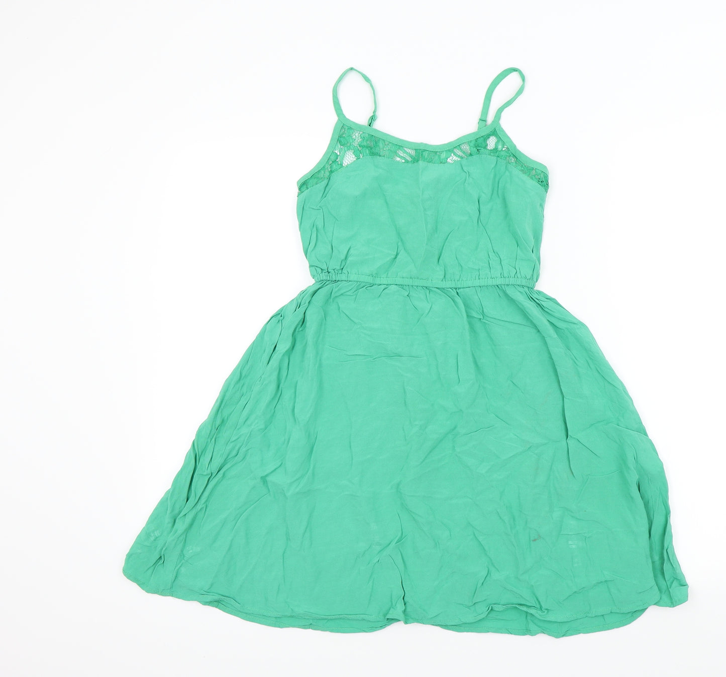 H&M Womens Green Colourblock  Fit & Flare  Size 8