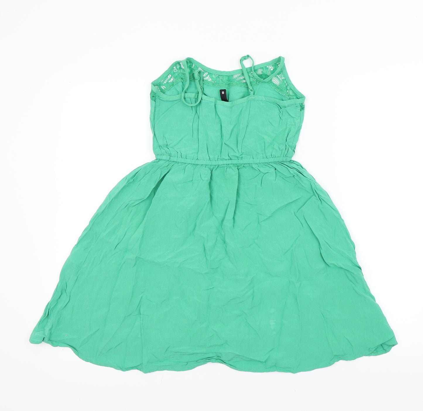 H&M Womens Green Colourblock  Fit & Flare  Size 8