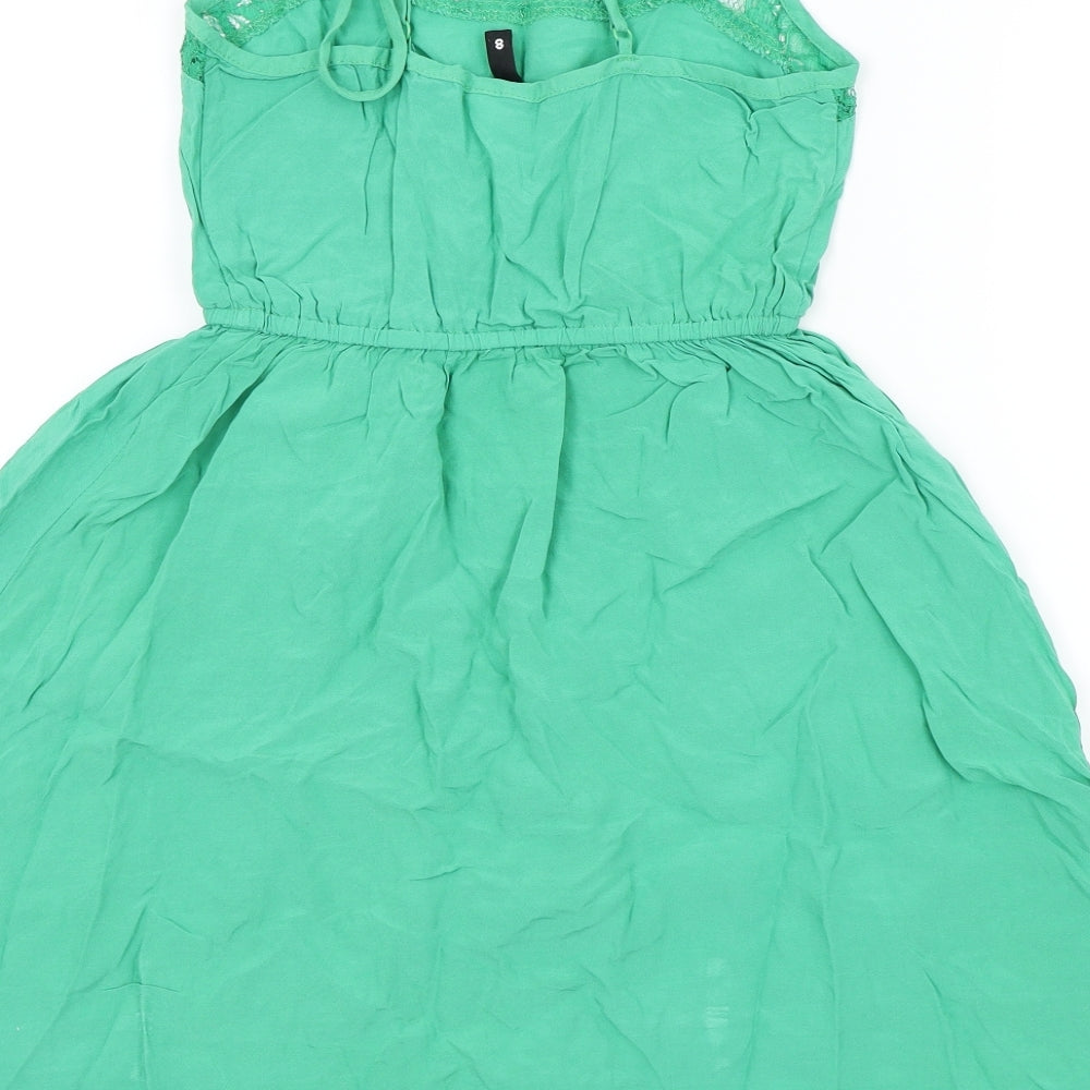 H&M Womens Green Colourblock  Fit & Flare  Size 8