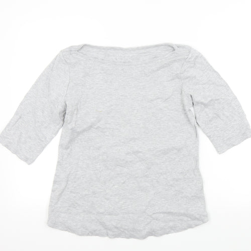 Denim & Co. Womens Grey Colourblock  Basic T-Shirt Size M