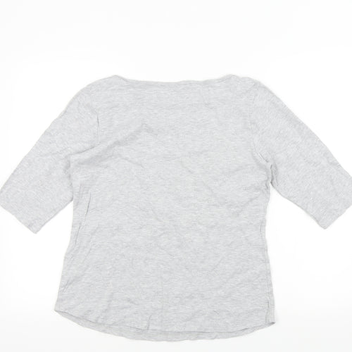 Denim & Co. Womens Grey Colourblock  Basic T-Shirt Size M
