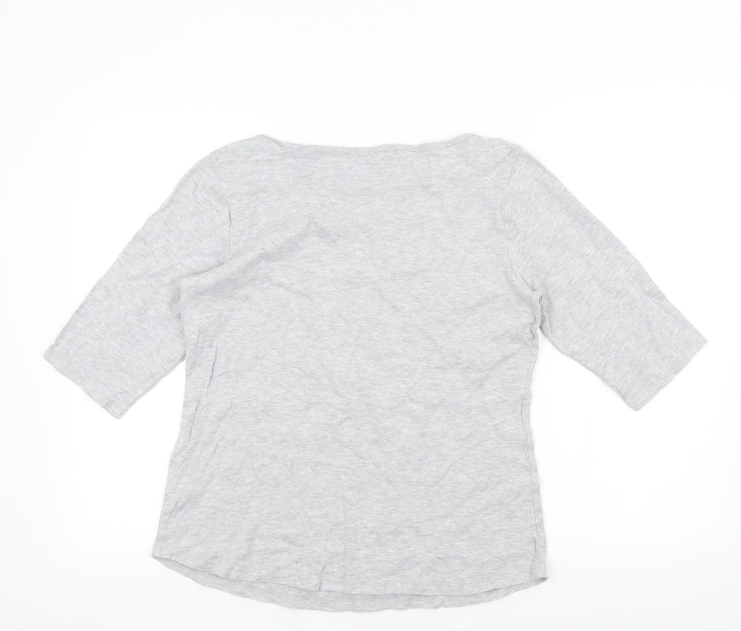Denim & Co. Womens Grey Colourblock  Basic T-Shirt Size M