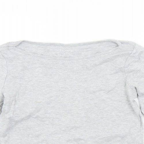 Denim & Co. Womens Grey Colourblock  Basic T-Shirt Size M