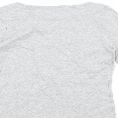 Denim & Co. Womens Grey Colourblock  Basic T-Shirt Size M