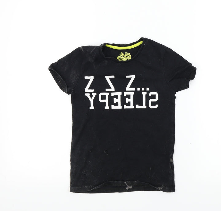 M&S Boys Black Houndstooth Basic T-Shirt Size 6-7 Years