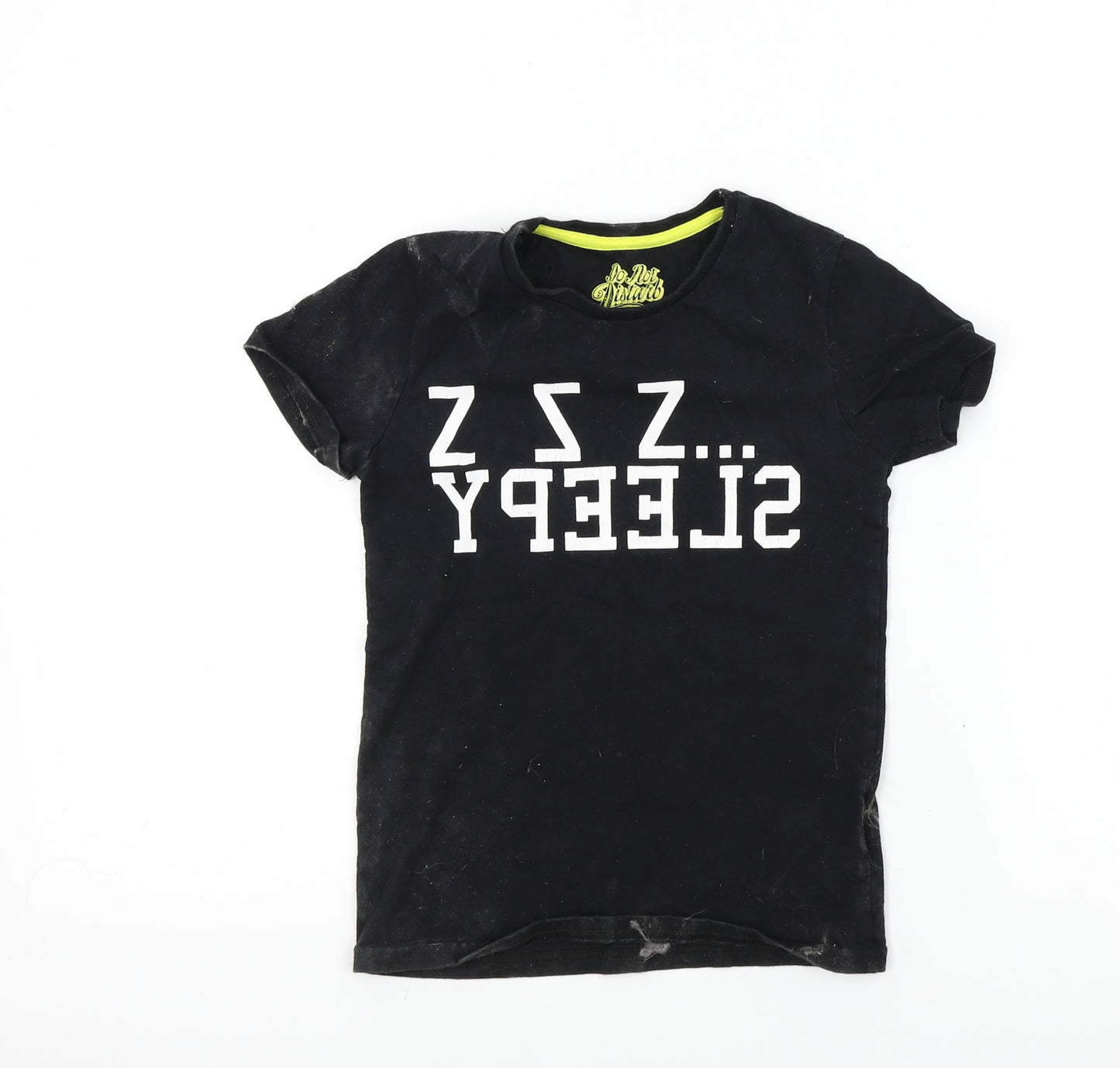 M&S Boys Black Houndstooth  Basic T-Shirt Size 6-7 Years