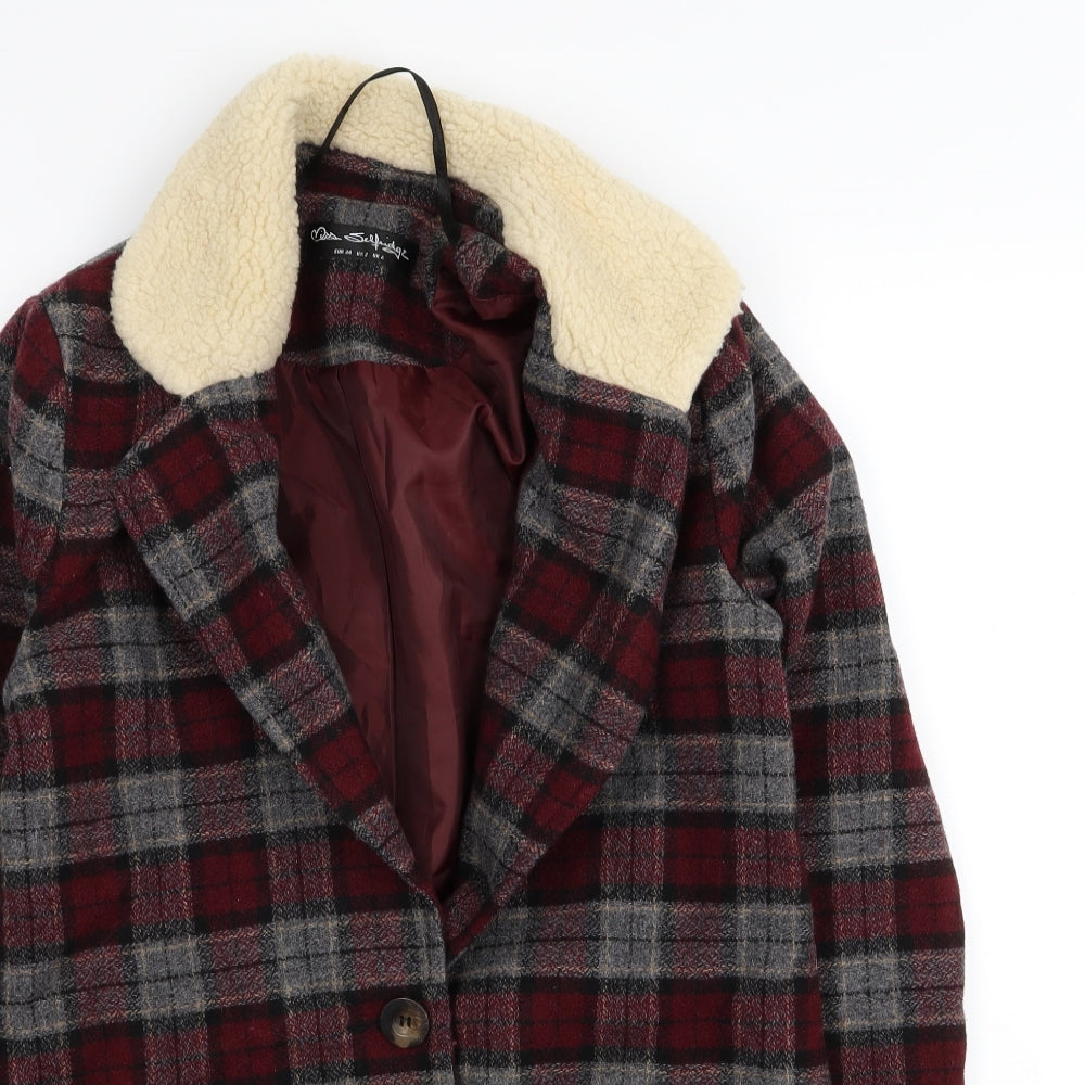Miss Selfridge Womens Multicoloured Check  Jacket Coat Size 6