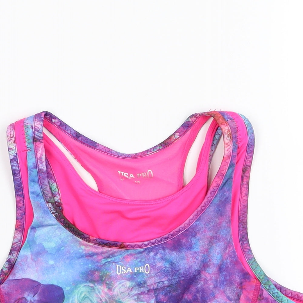 USA Pro Womens Multicoloured Floral  Camisole Tank Size 12  - Sports bra