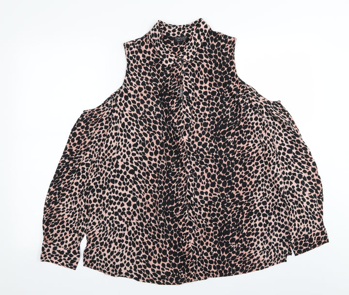 Topshop Womens Multicoloured Animal Print  Basic Button-Up Size 12