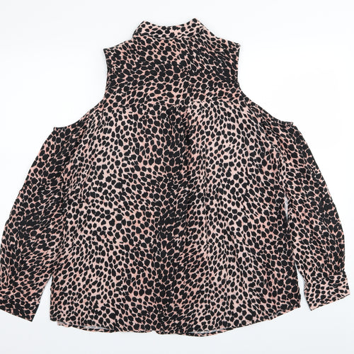 Topshop Womens Multicoloured Animal Print  Basic Button-Up Size 12