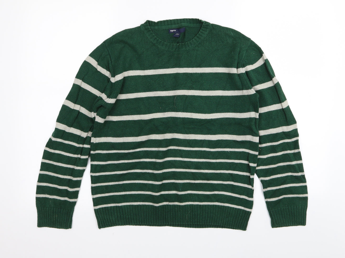 Gap Boys Green Striped  Pullover Jumper Size 12-13 Years