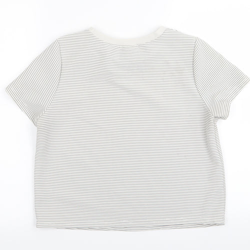 Glamorous Womens White Striped  Basic T-Shirt Size 10