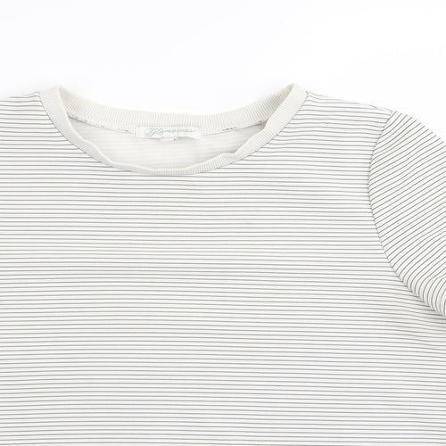 Glamorous Womens White Striped  Basic T-Shirt Size 10