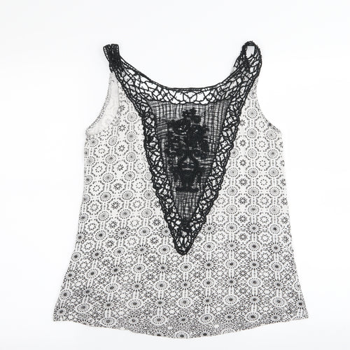 New Look Womens White Geometric  Basic Tank Size 10