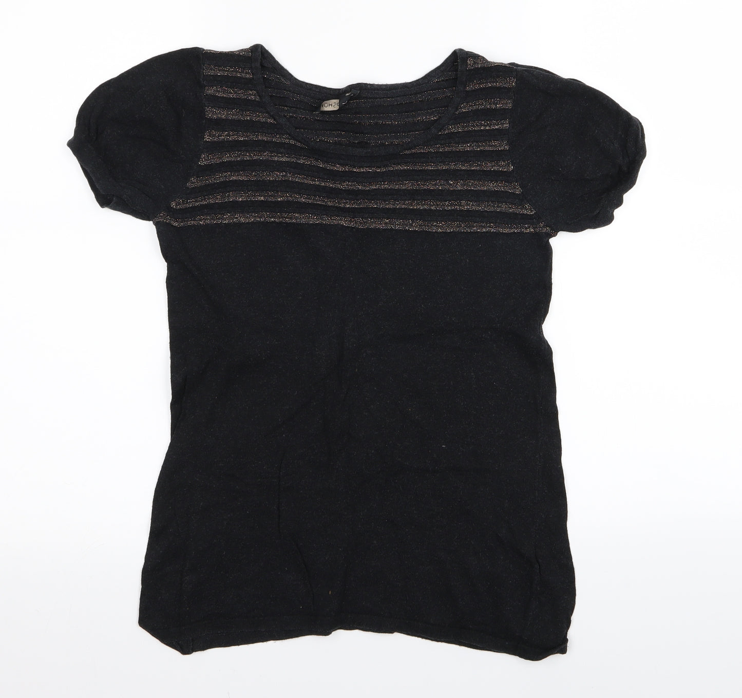 Topshop Womens Black Striped  Basic T-Shirt Size 8