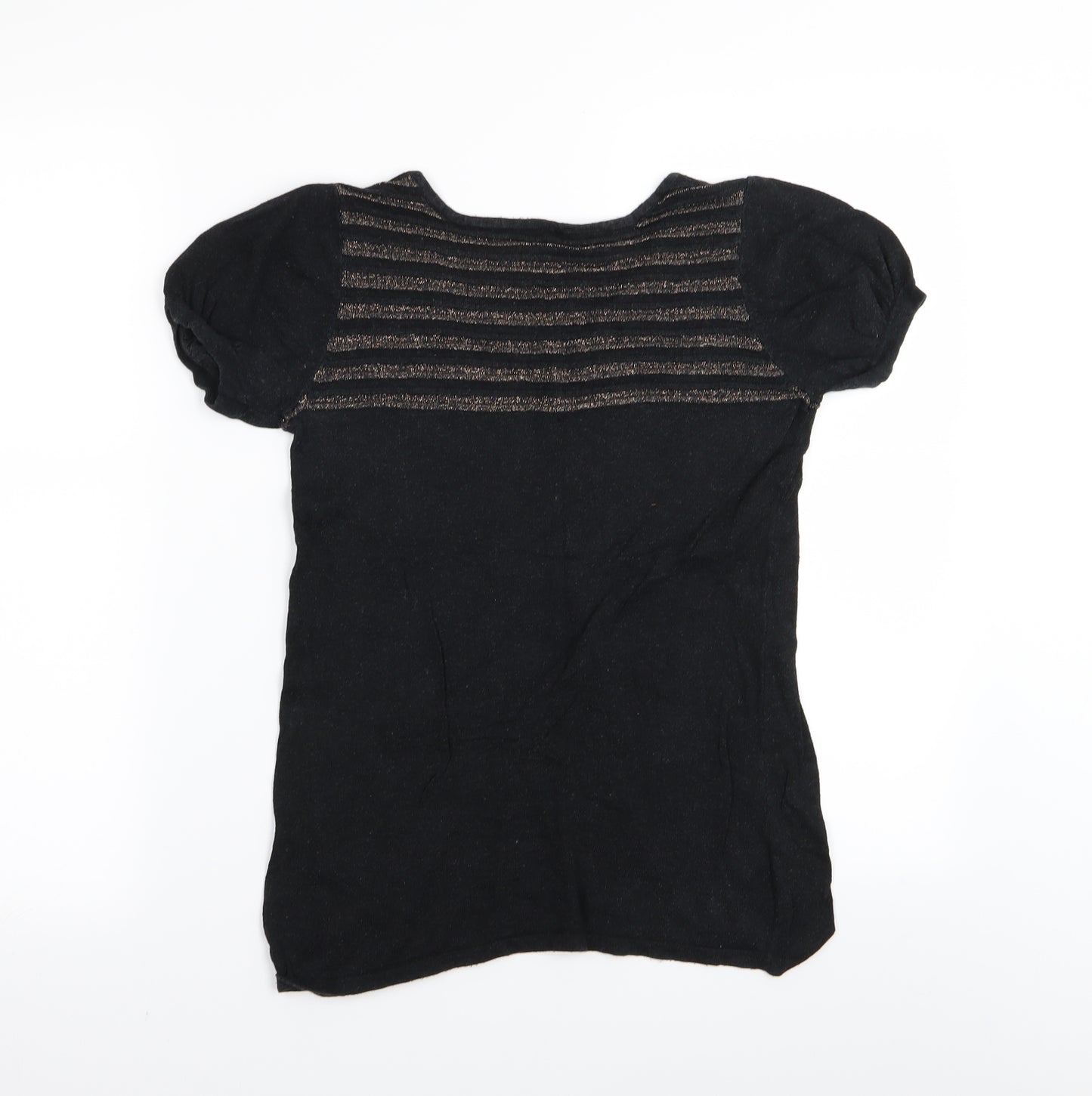 Topshop Womens Black Striped  Basic T-Shirt Size 8