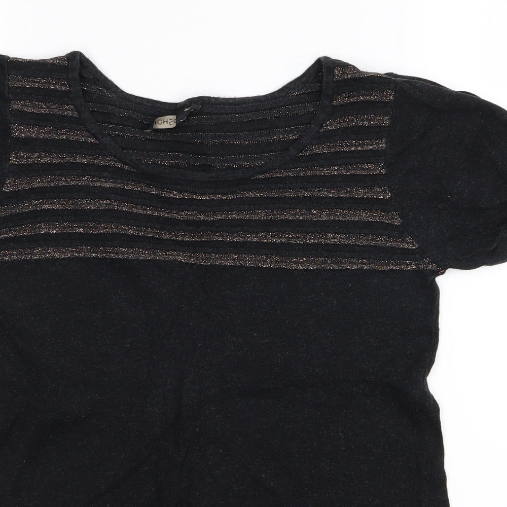 Topshop Womens Black Striped  Basic T-Shirt Size 8