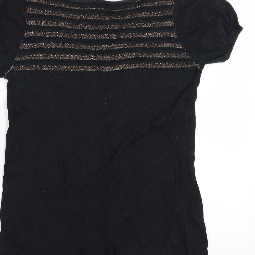 Topshop Womens Black Striped  Basic T-Shirt Size 8