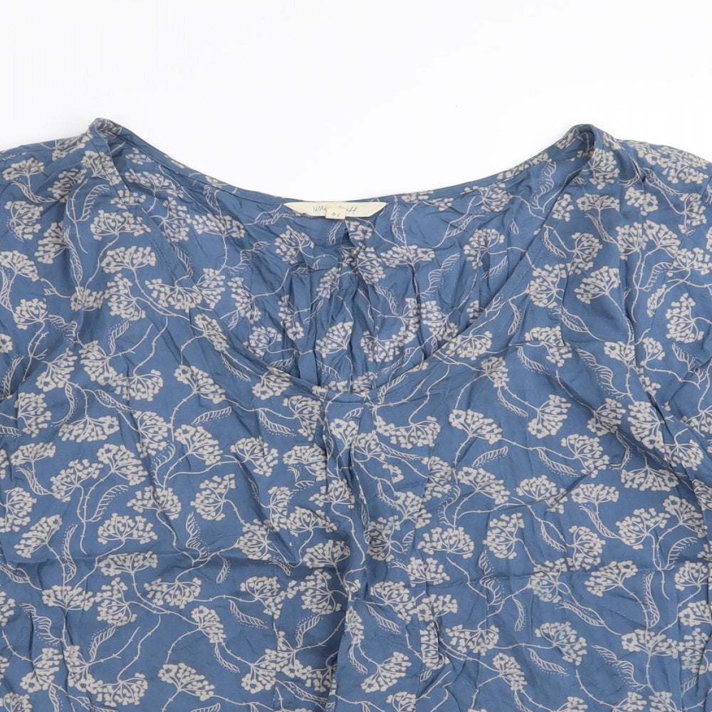 White Stuff Womens Blue Floral  Basic T-Shirt Size 14