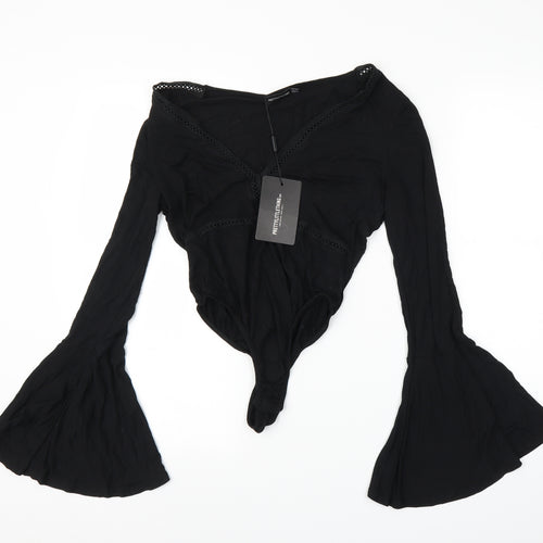 PRETTYLITTLETHING Womens Black   Leotard One-Piece Size 12