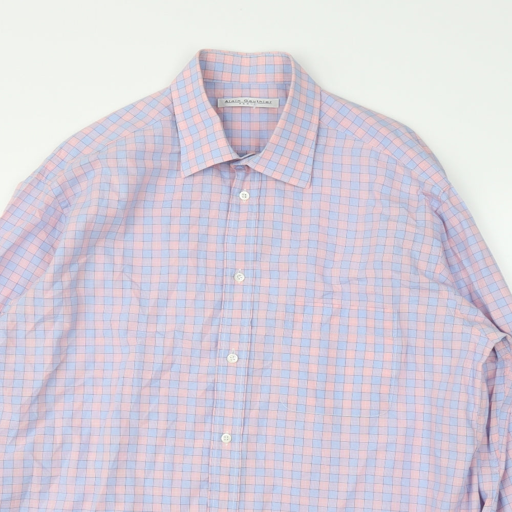 Alain Gauthier Mens Pink Check   Button-Up Size XL