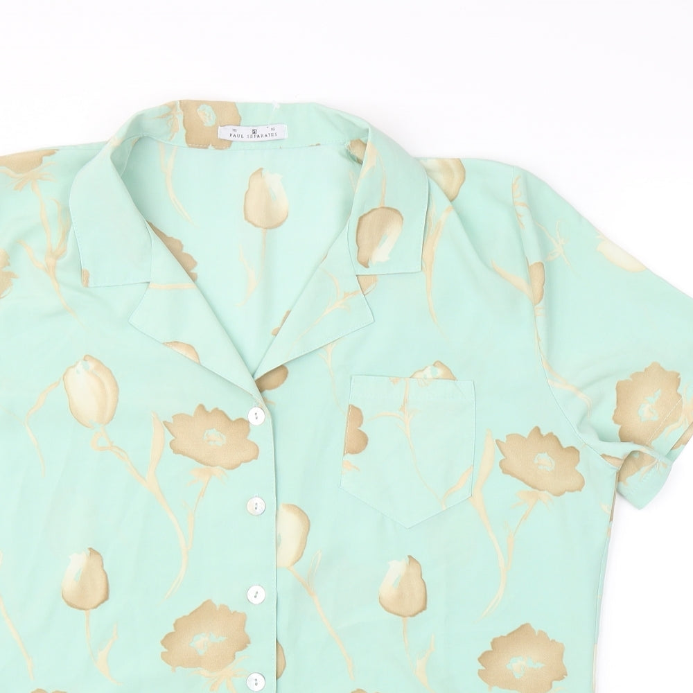 Paul Seperates Womens Green Floral  Basic Blouse Size 16