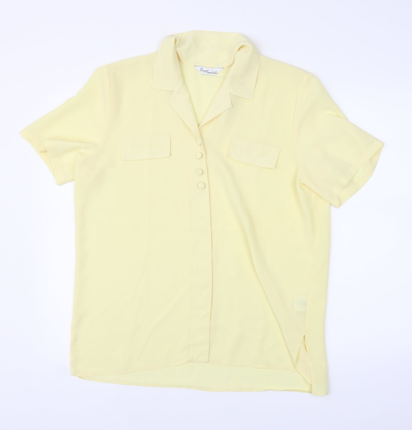 Design Essentials Womens Yellow   Basic Blouse Size 16