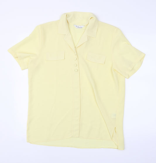 Front view of Design Essentials women’s yellow basic blouse, size UK 16