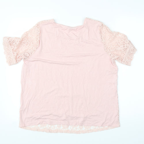 M&S Womens Pink Floral  Basic T-Shirt Size 16