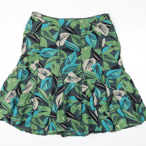 Monsoon Womens Green Floral  Trumpet Skirt Size 16