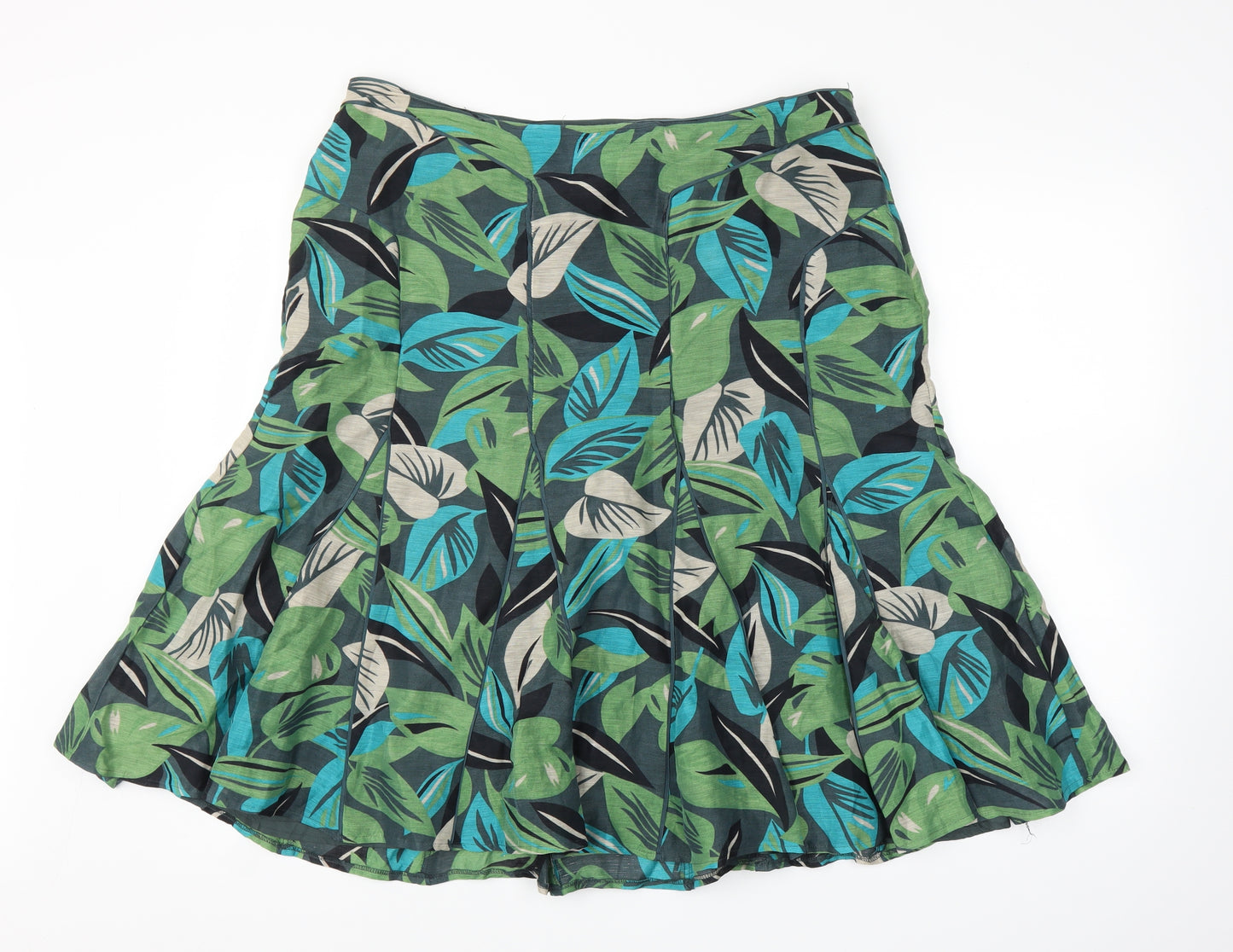 Monsoon Womens Green Floral  Trumpet Skirt Size 16