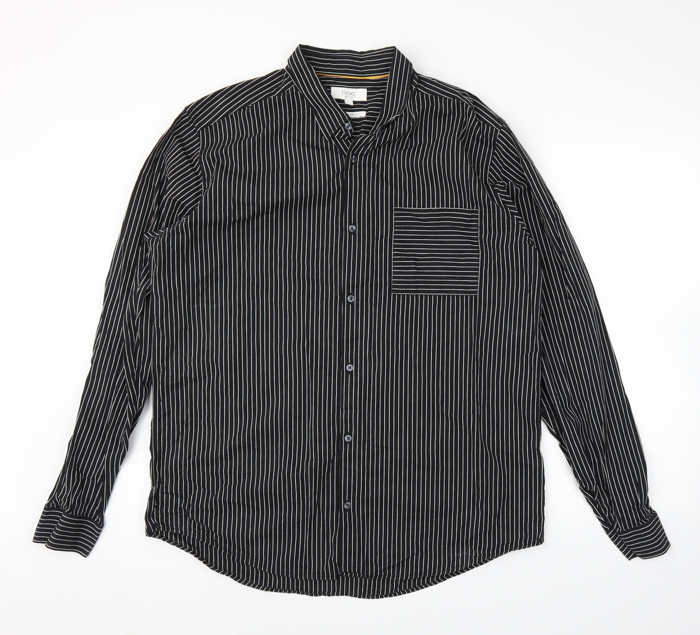 NEXT Mens Black Striped   Button-Up Size XL